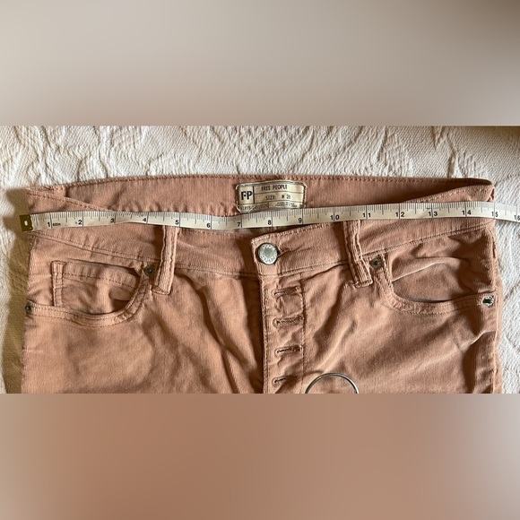 Free People Pink Corduroy Straight Raw Hem Jeans - Picture 3 of 8